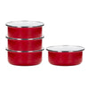 Set of 4 Solid Red Soup Bowls