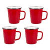 Set of 4 Solid Red Latte Mugs