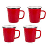 Set of 4 Solid Red Latte Mugs