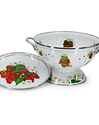 SB107 - Strawberry Colander Set - Golden Rabbit Enamelware