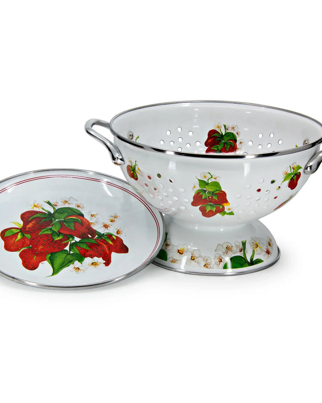 SB107 - Strawberry Colander Set - Golden Rabbit Enamelware
