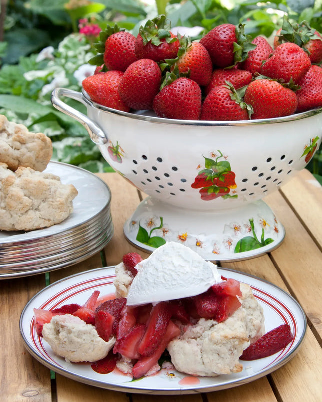 SB107 - Strawberry Colander Set - Golden Rabbit Enamelware