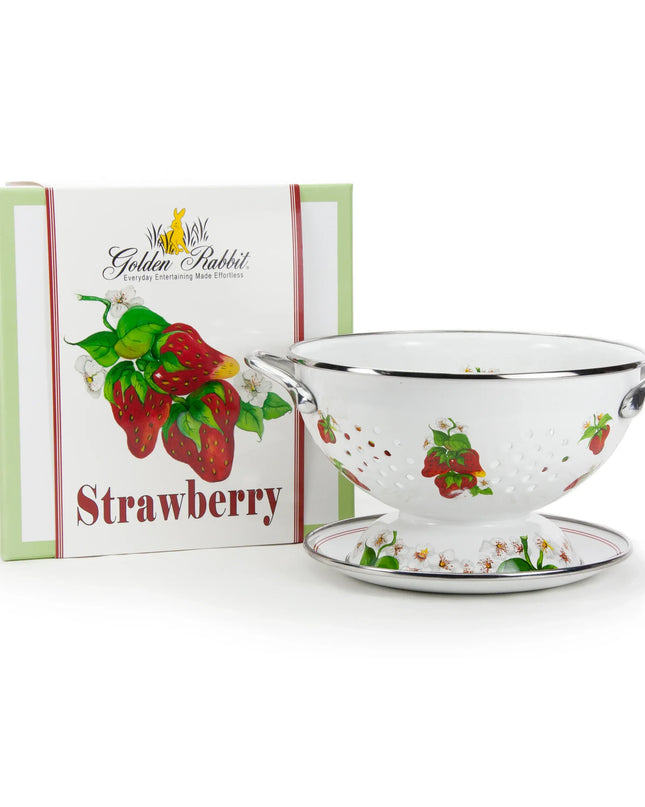 SB107 - Strawberry Colander Set - Golden Rabbit Enamelware