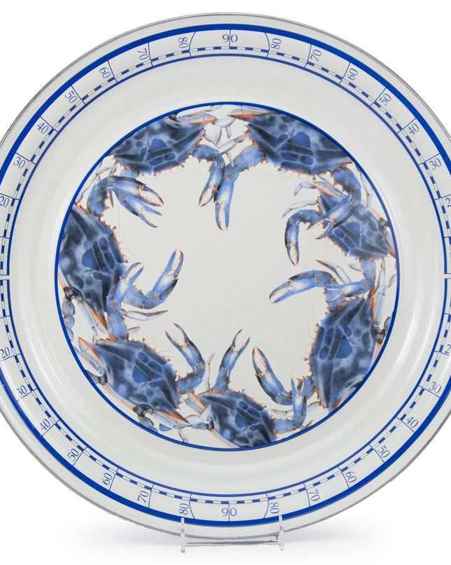 SE01 - Blue Crab Large Tray - Golden Rabbit Enamelware