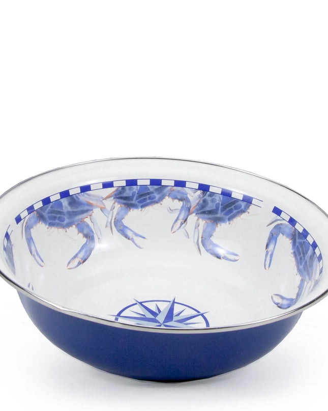 SE03 - Blue Crab Serving Bowl - Golden Rabbit Enamelware