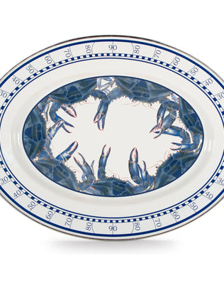 SE06 - Blue Crab Oval Platter - Golden Rabbit Enamelware