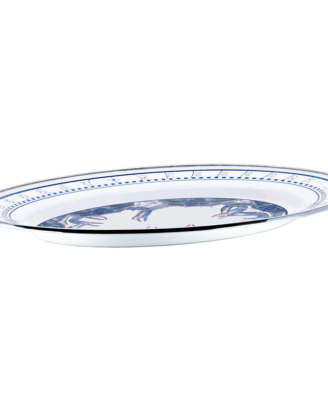 SE06 - Blue Crab Oval Platter - Golden Rabbit Enamelware