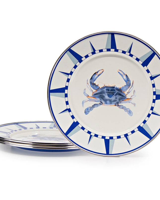 SE07S4 - Blue Crab Dinner Plates - Set of 4 - Golden Rabbit Enamelware