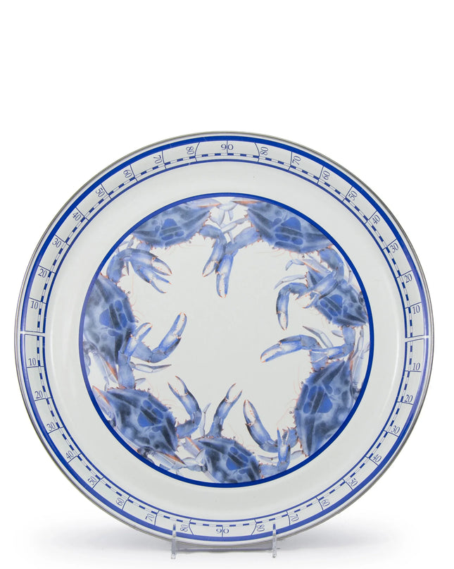 SE21 - Blue Crab Medium Tray - Golden Rabbit Enamelware