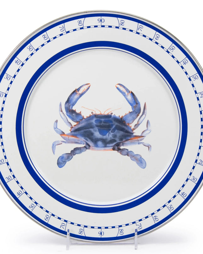 SE26S2 - Blue Crab Chargers - Set of 2 - Golden Rabbit Enamelware