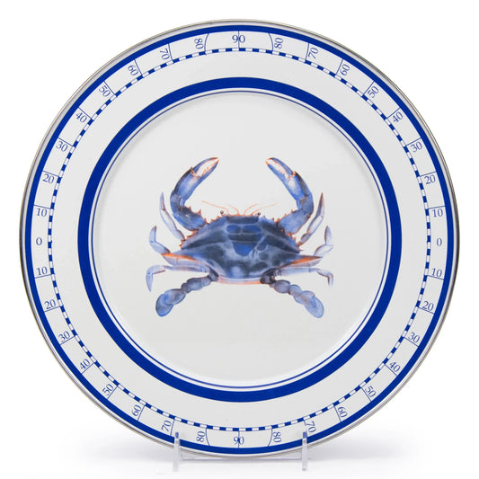 SE26S2 - Blue Crab Chargers - Set of 2 - Golden Rabbit Enamelware
