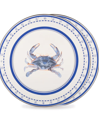 SE26S2 - Blue Crab Chargers - Set of 2 - Golden Rabbit Enamelware