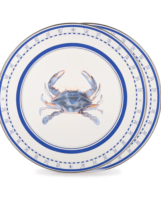 SE26S2 - Blue Crab Chargers - Set of 2 - Golden Rabbit Enamelware