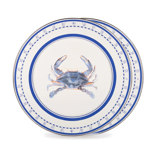 SE26S2 - Blue Crab Chargers - Set of 2 - Golden Rabbit Enamelware