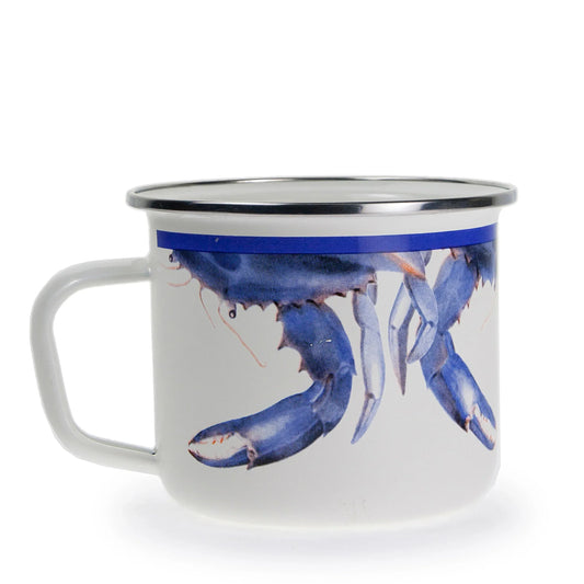 SE28S4 - Blue Crab 24 oz Grande Mugs - Set of 4 - Golden Rabbit Enamelware