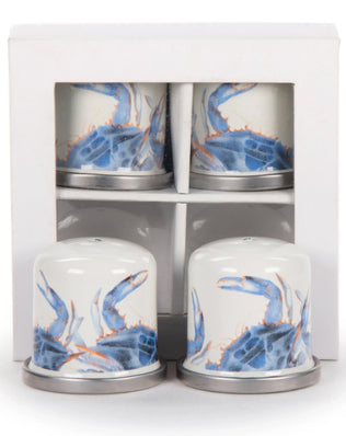 SE37 - Blue Crab Salt & Pepper - Golden Rabbit Enamelware