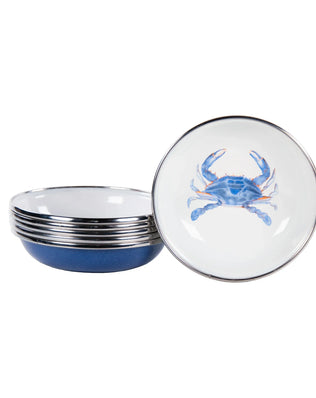 SE59S6 - Blue Crab Tasting Dishes - Set of 6 - Golden Rabbit Enamelware