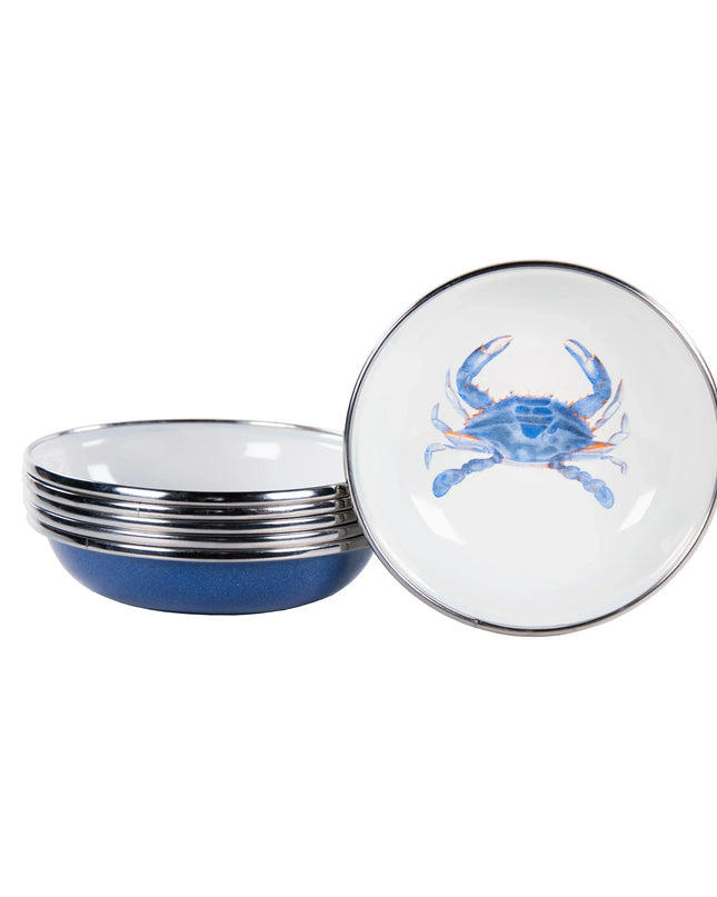 SE59S6 - Blue Crab Tasting Dishes - Set of 6 - Golden Rabbit Enamelware