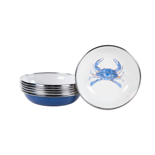 SE59S6 - Blue Crab Tasting Dishes - Set of 6 - Golden Rabbit Enamelware