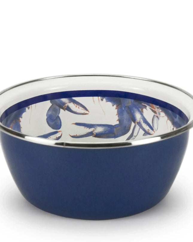 SE61S4 - Blue Crab Salad Bowls - Set of 4 - Golden Rabbit Enamelware