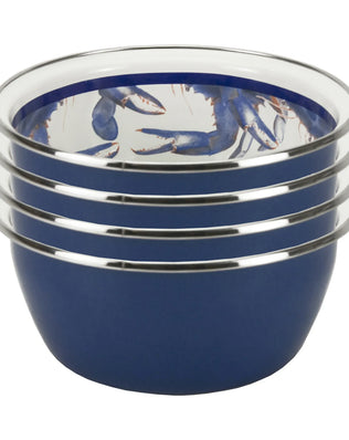 SE61S4 - Blue Crab Salad Bowls - Set of 4 - Golden Rabbit Enamelware