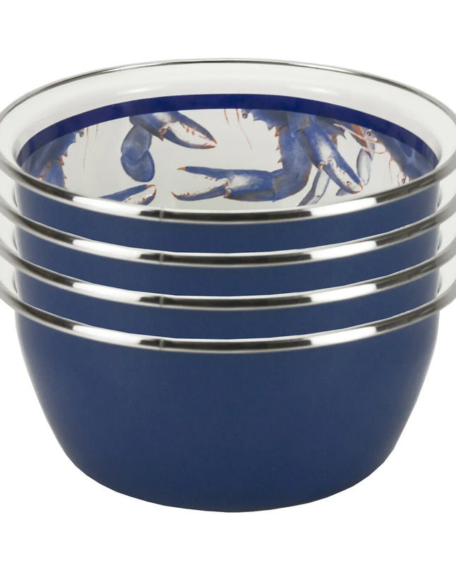 SE61S4 - Blue Crab Salad Bowls - Set of 4 - Golden Rabbit Enamelware
