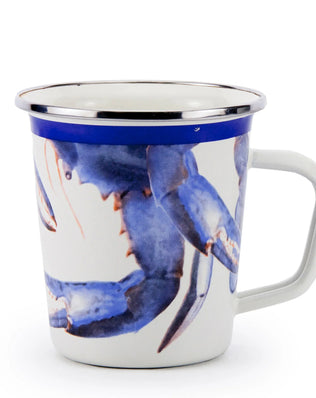 SE66S4 - Blue Crab 16 oz Latte Mugs - Set of 4 - Golden Rabbit Enamelware