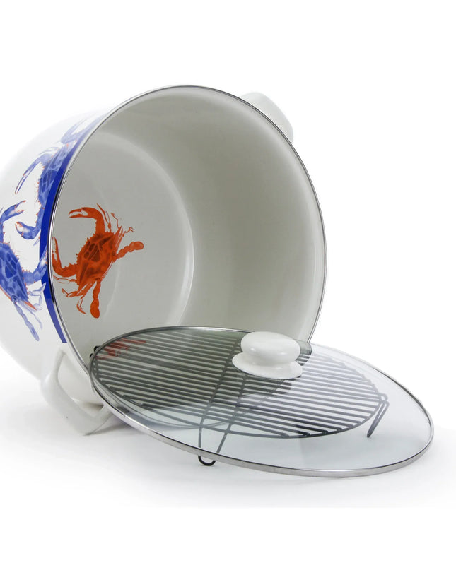 SE75 - Blue Crab 18 Qt Stock Pot - Golden Rabbit Enamelware