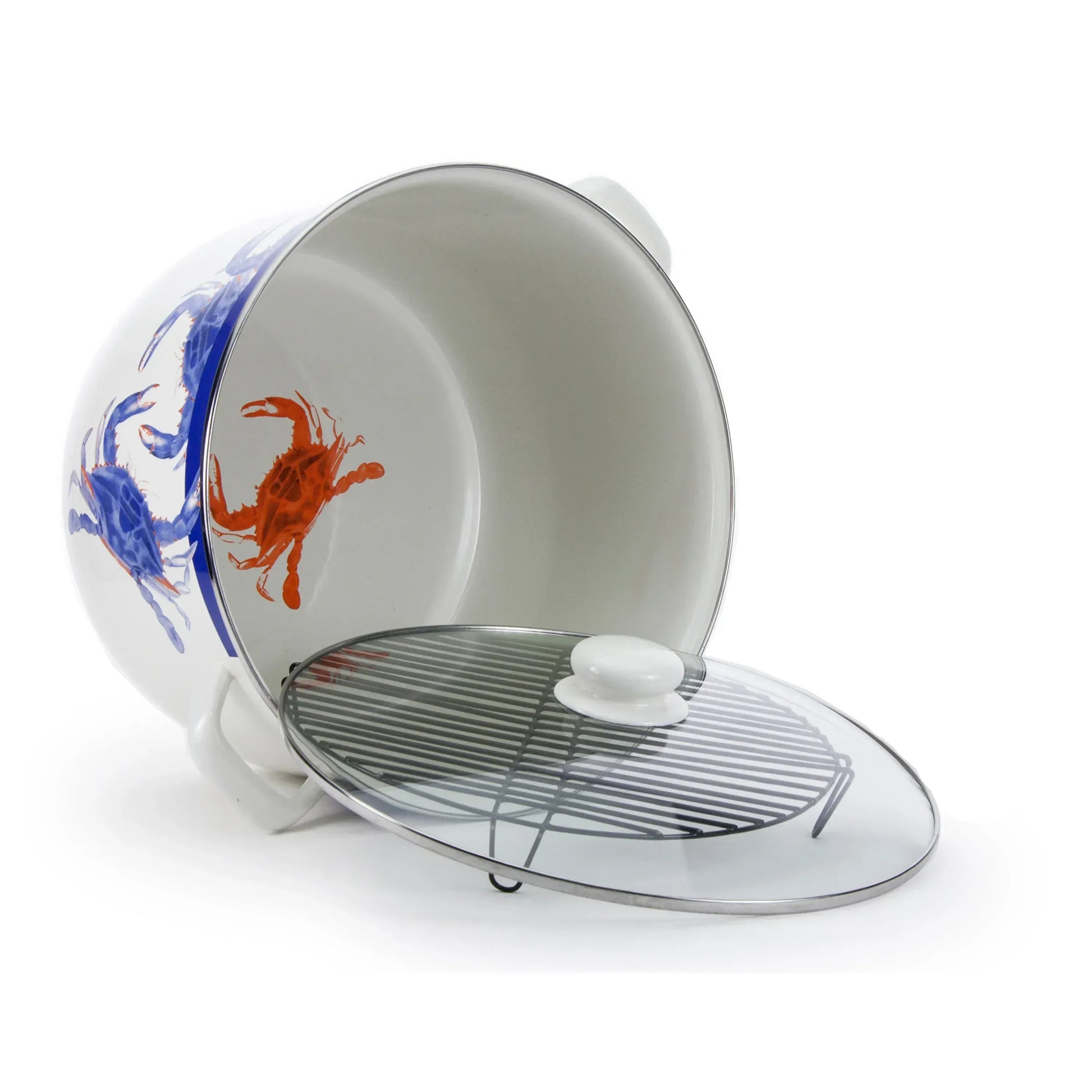 SE75 - Blue Crab 18 Qt Stock Pot - Golden Rabbit Enamelware