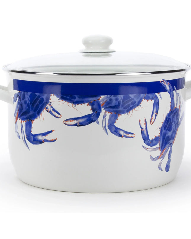 SE75 - Blue Crab 18 Qt Stock Pot - Golden Rabbit Enamelware