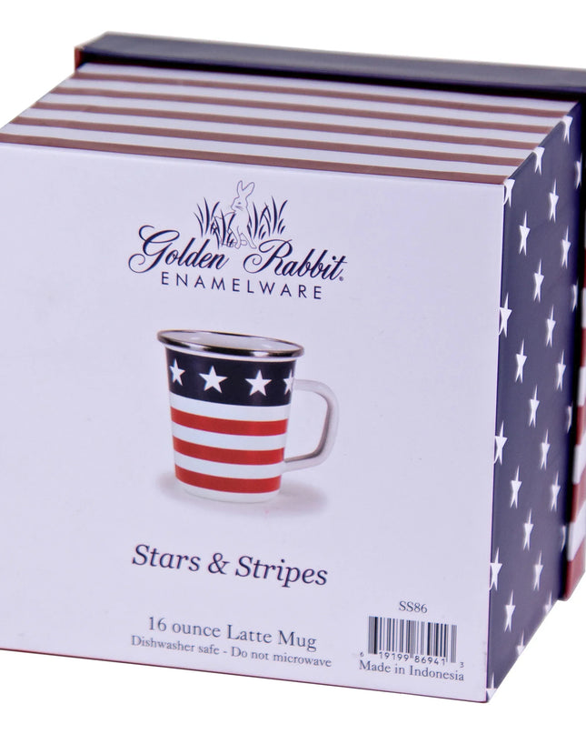 SS86 - Stars and Stripes 16 oz Latte Mug Gift Box - Golden Rabbit Enamelware