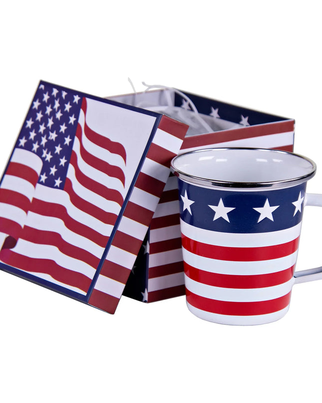 SS86 - Stars and Stripes 16 oz Latte Mug Gift Box - Golden Rabbit Enamelware
