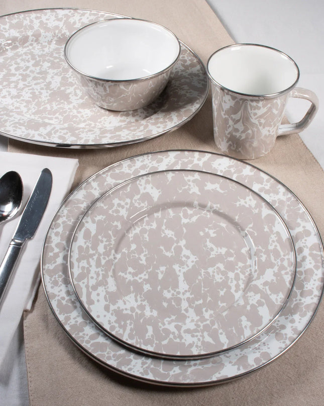 TP01 - Taupe Swirl Large Tray - Golden Rabbit Enamelware