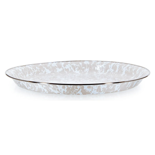 TP01 - Taupe Swirl Large Tray - Golden Rabbit Enamelware