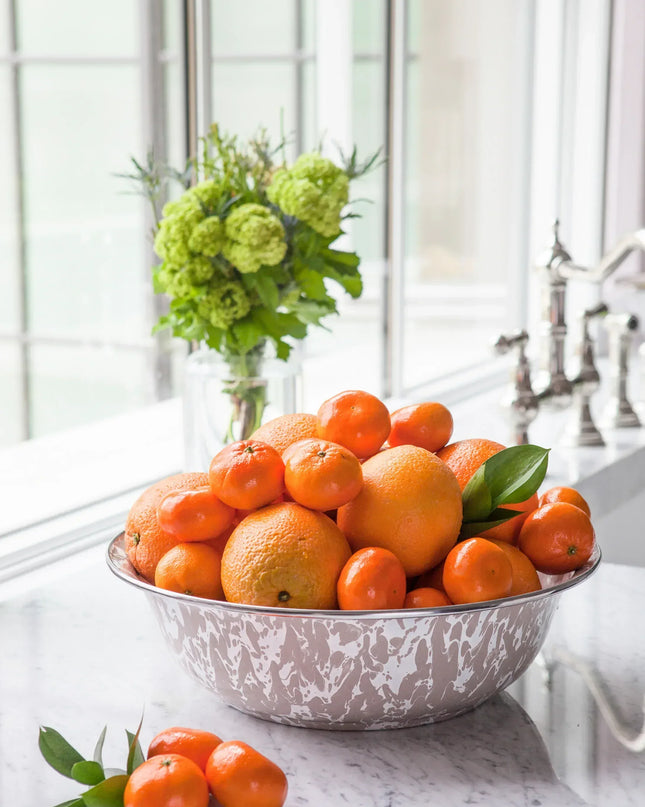 TP03 - Taupe Swirl Serving Bowl - Golden Rabbit Enamelware