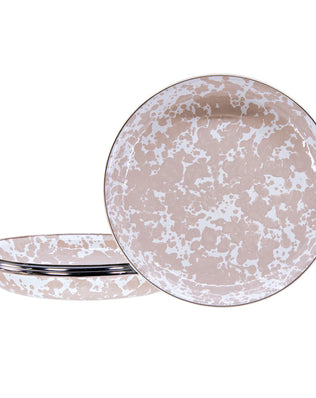 TP04S4 - Taupe Swirl Pasta Plates - Set of 4 - Golden Rabbit Enamelware
