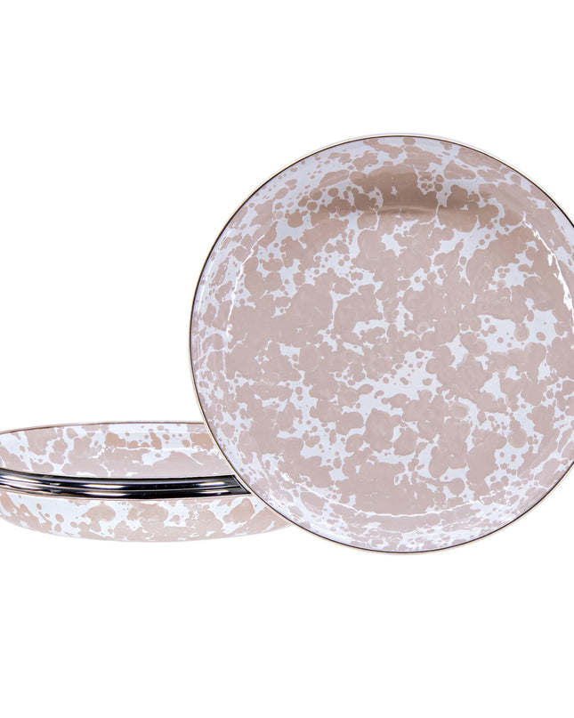 TP04S4 - Taupe Swirl Pasta Plates - Set of 4 - Golden Rabbit Enamelware