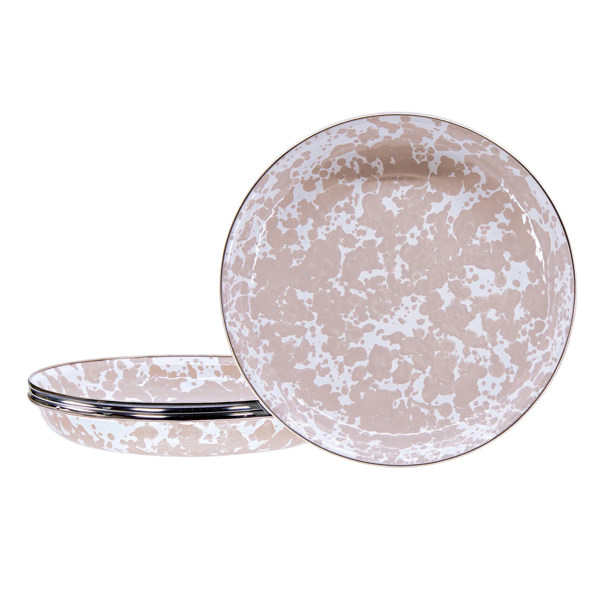 TP04S4 - Taupe Swirl Pasta Plates - Set of 4 - Golden Rabbit Enamelware