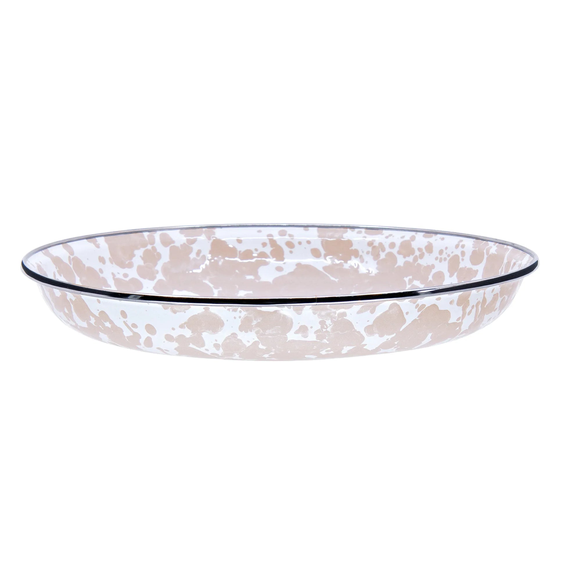 TP04S4 - Taupe Swirl Pasta Plates - Set of 4 - Golden Rabbit Enamelware