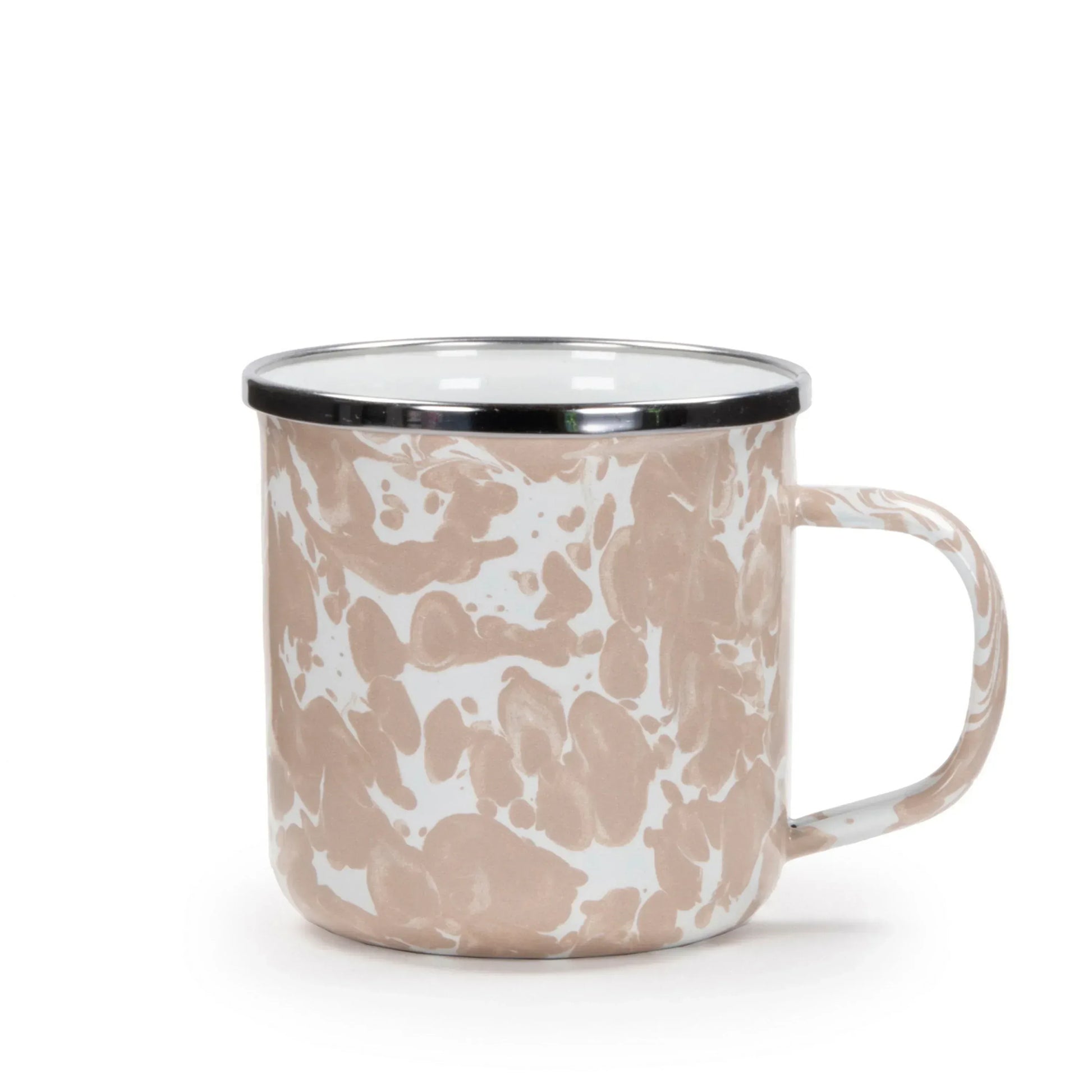 TP05S4 - Taupe Swirl 12 oz Mugs - Set of 4 - Golden Rabbit Enamelware