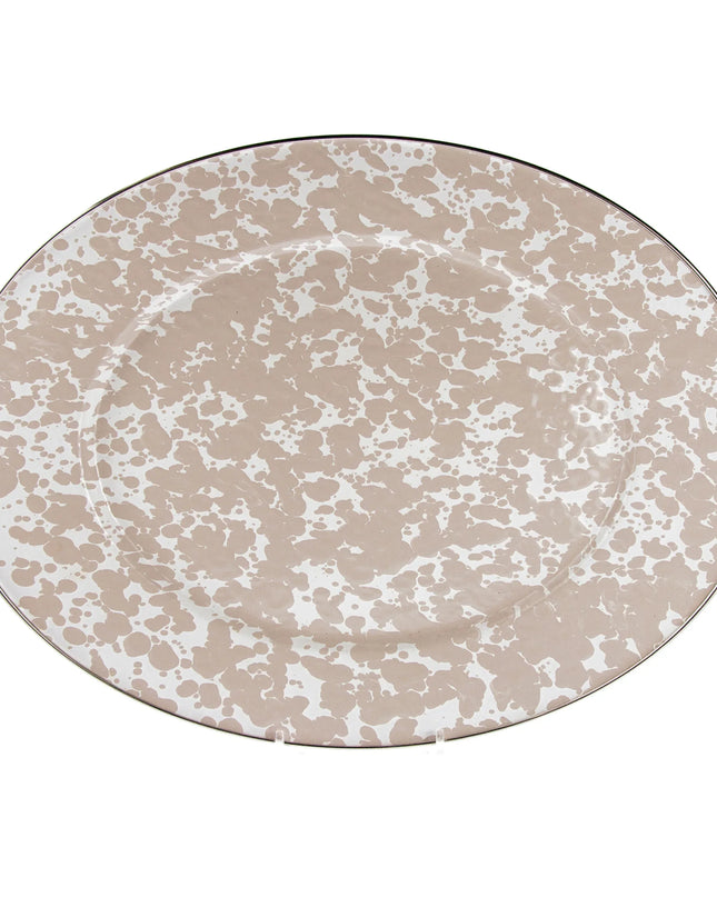 TP06 - Taupe Swirl Oval Platter - Golden Rabbit Enamelware