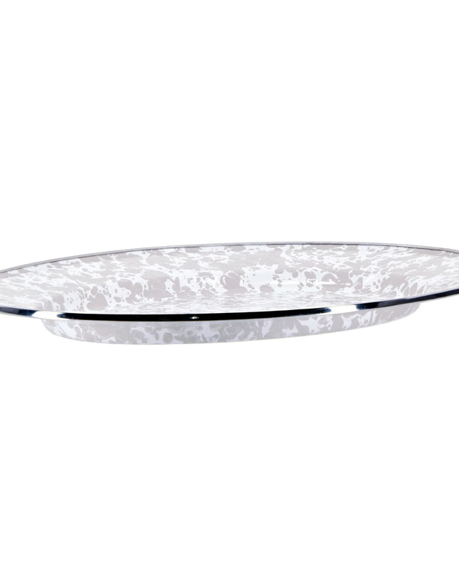 TP06 - Taupe Swirl Oval Platter - Golden Rabbit Enamelware