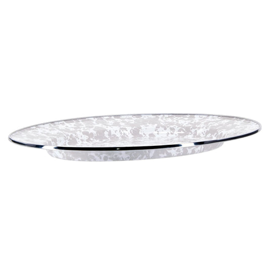 TP06 - Taupe Swirl Oval Platter - Golden Rabbit Enamelware