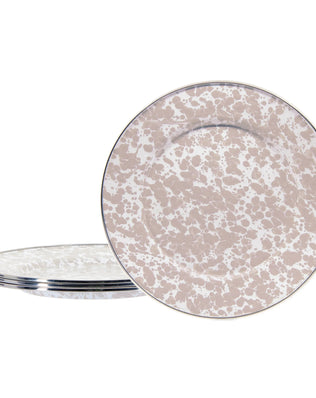 TP07S4 - Taupe Swirl Dinner Plates - Set of 4 - Golden Rabbit Enamelware