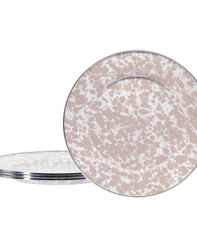 TP07S4 - Taupe Swirl Dinner Plates - Set of 4 - Golden Rabbit Enamelware