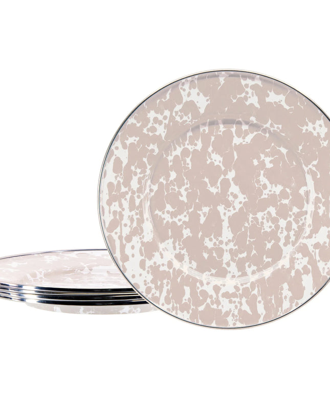TP11S4 - Taupe Swirl Sandwich Plates - Set of 4 - Golden Rabbit Enamelware