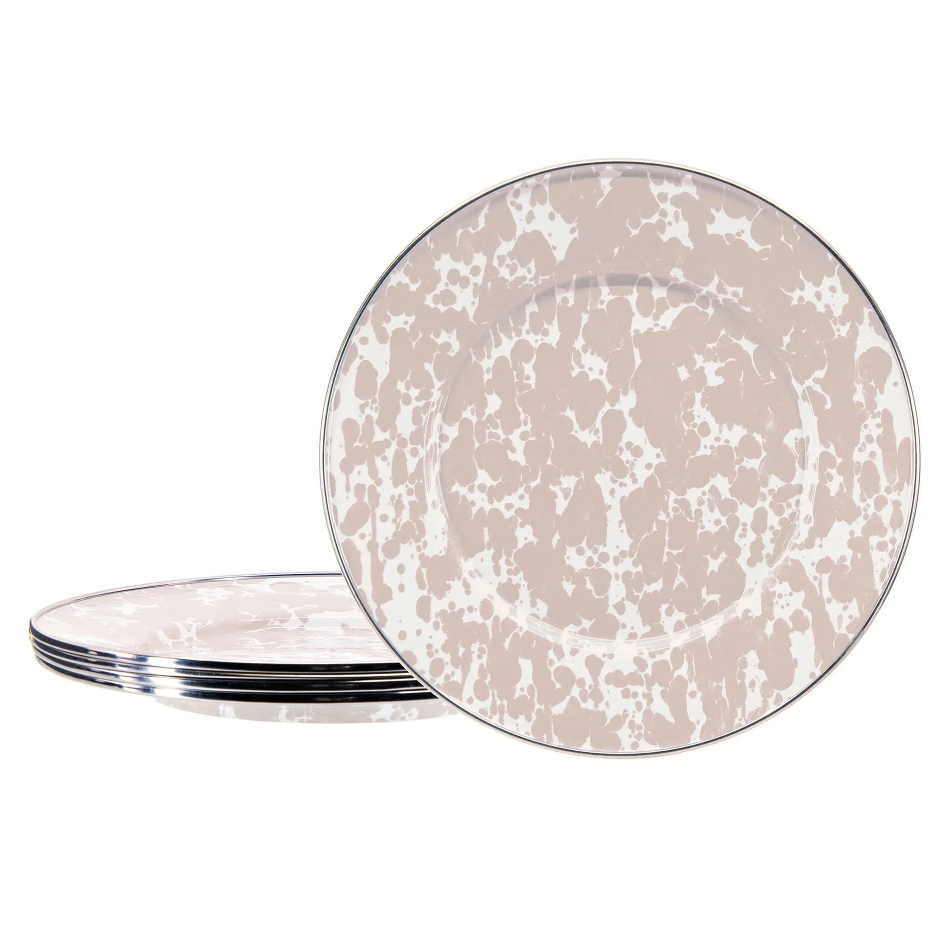 TP11S4 - Taupe Swirl Sandwich Plates - Set of 4 - Golden Rabbit Enamelware