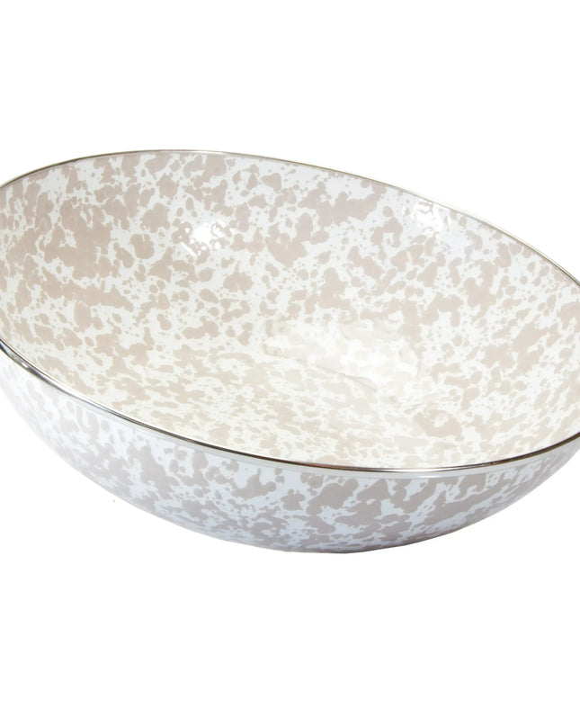 TP18 - Taupe Swirl Catering Bowl - Golden Rabbit Enamelware