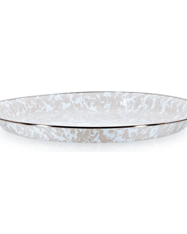 TP21 - Taupe Swirl Medium Tray - Golden Rabbit Enamelware