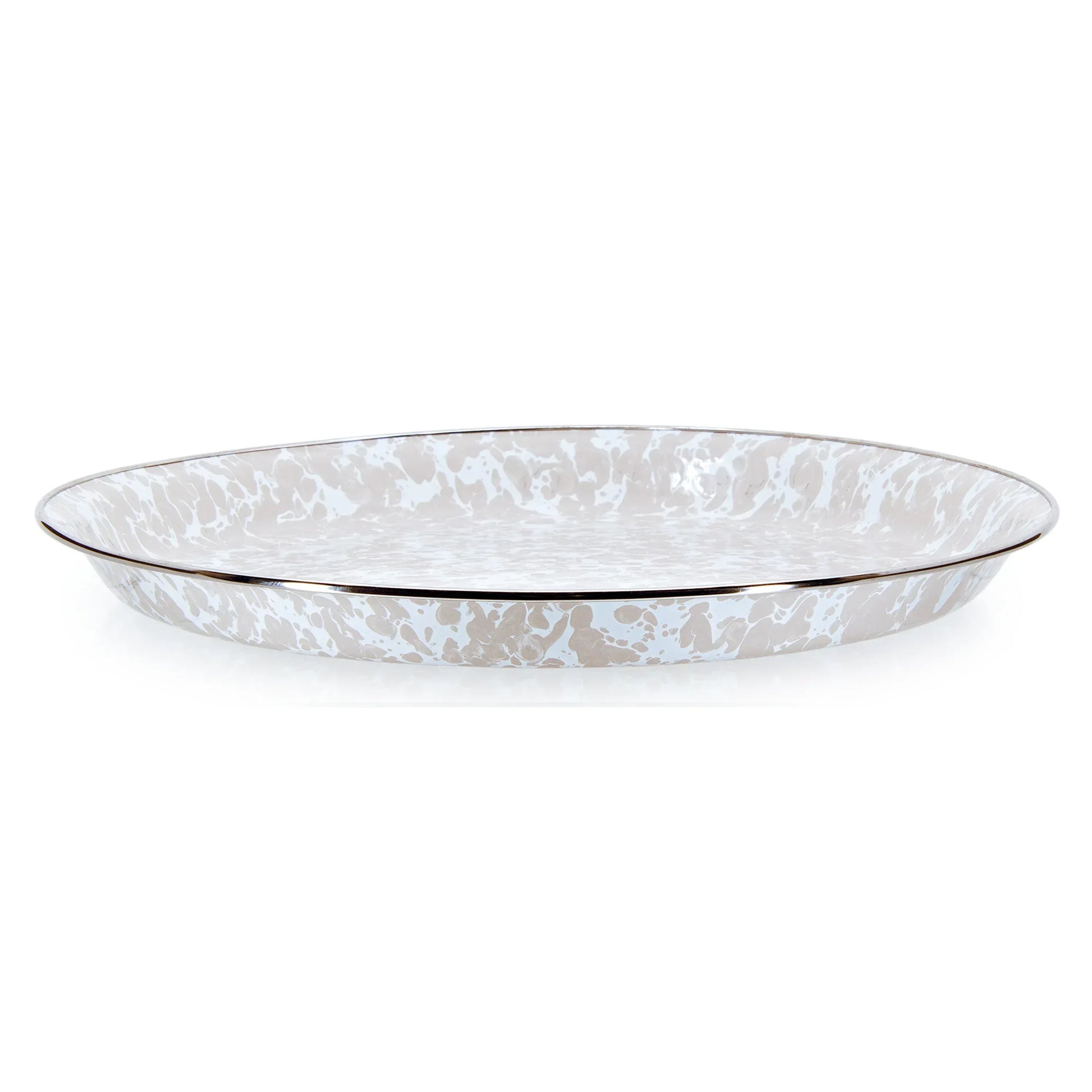 TP21 - Taupe Swirl Medium Tray - Golden Rabbit Enamelware
